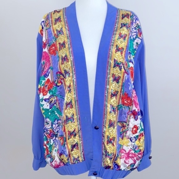 Vintage 90’s flagg prestige chiffon cardigan - Picture 2 of 6